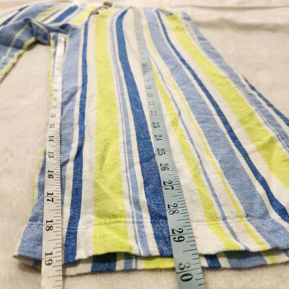 Ana A New Approach Linen Pants Size XS Green Blue Striped With Pockets - Picture 7 of 11